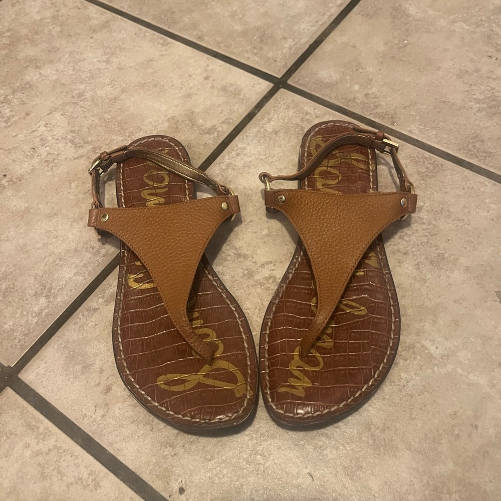 COPY - Sam Edelman Brown Leather T-Strap Sandals size 8